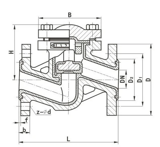 Lift check valve structure diagram