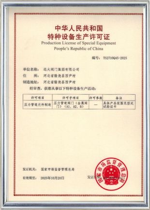 MANUFACTURE LICENSE OF SPECIAL EQUIPMENT