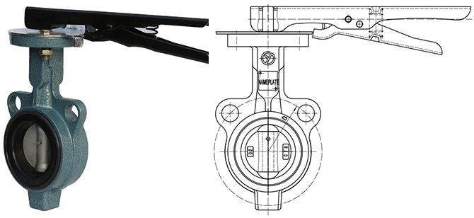 KS 10K Cast Iron Wafer Type Butterfly Valve