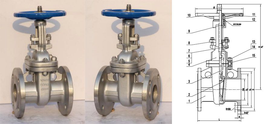 KS Stainlees Steel Middle Flange Gate Valve