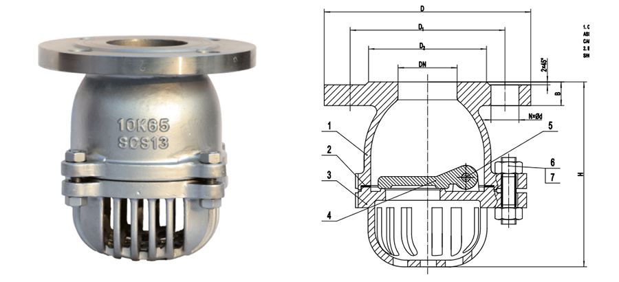 KS Stainlees Steel Swing Type Foot Valve