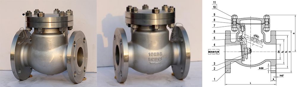 KS Stainlees Steel Middle Flange Check Valve