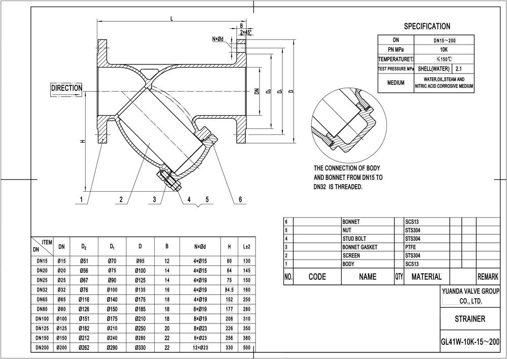 KS Stainlees Steel Middle Flange Strainer