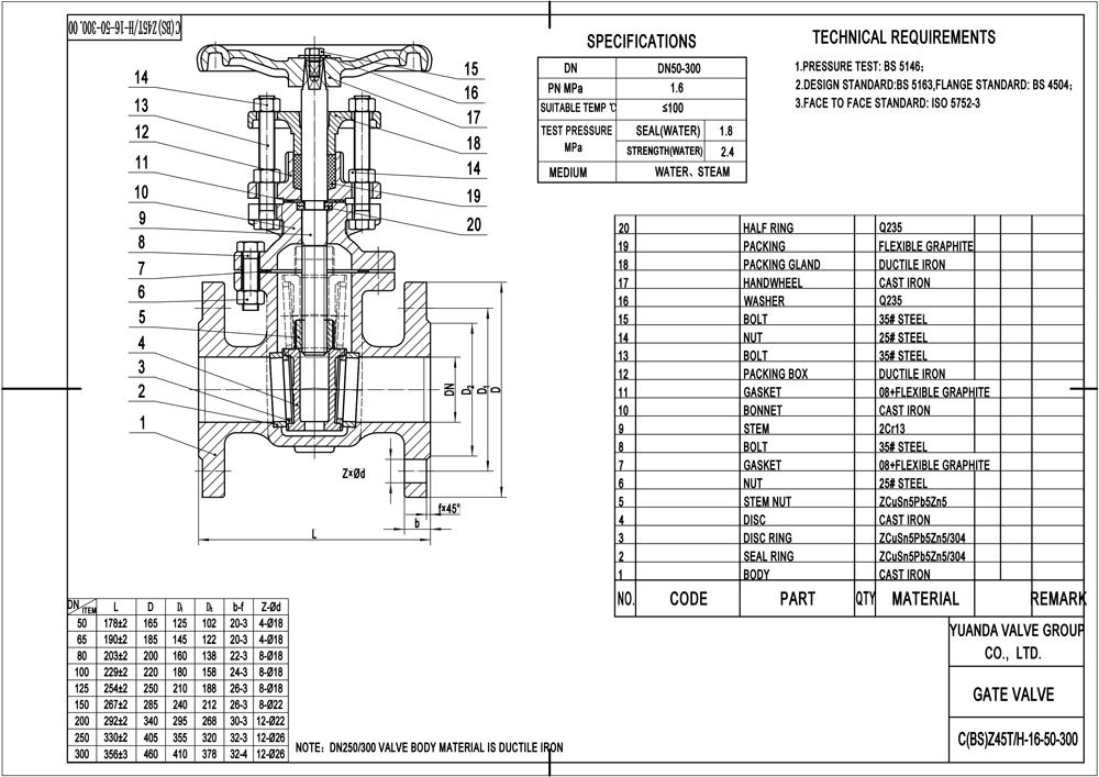 BS5163 Cast Iron Non-rising Stem Gate Valve